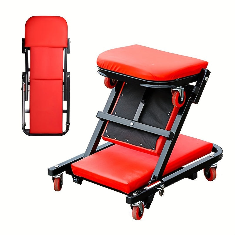 2-in-1 Crawler, 36-inch (about 35.98inch) Z-shaped Crawler Seat, 300 pounds (about 149.7kg) capacity garage chair adjustable rolling folding car crawler with 6 2.5-inch (about 2.52inch) wheels