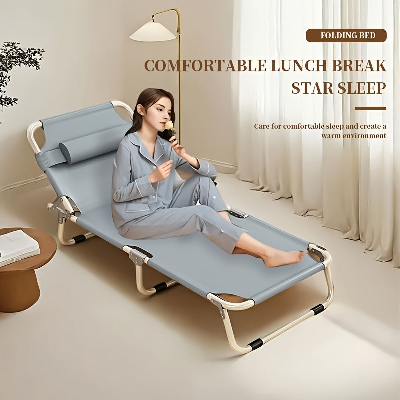 Restaurant Seating, Heavy-duty 6-foot Foldable Single Lunch Bed, 4-level Head Height Adjustment For Comfortable Lunch Break, Very Suitable For Indoor And Outdoor, Camping And Hiking, And Hospital Accompanying