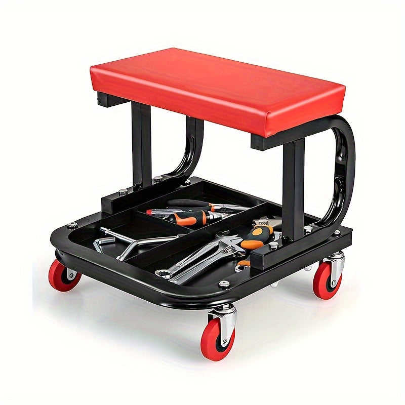2-in-1 Crawler, 36-inch (about 35.98inch) Z-shaped Crawler Seat, 300 pounds (about 149.7kg) capacity garage chair adjustable rolling folding car crawler with 6 2.5-inch (about 2.52inch) wheels