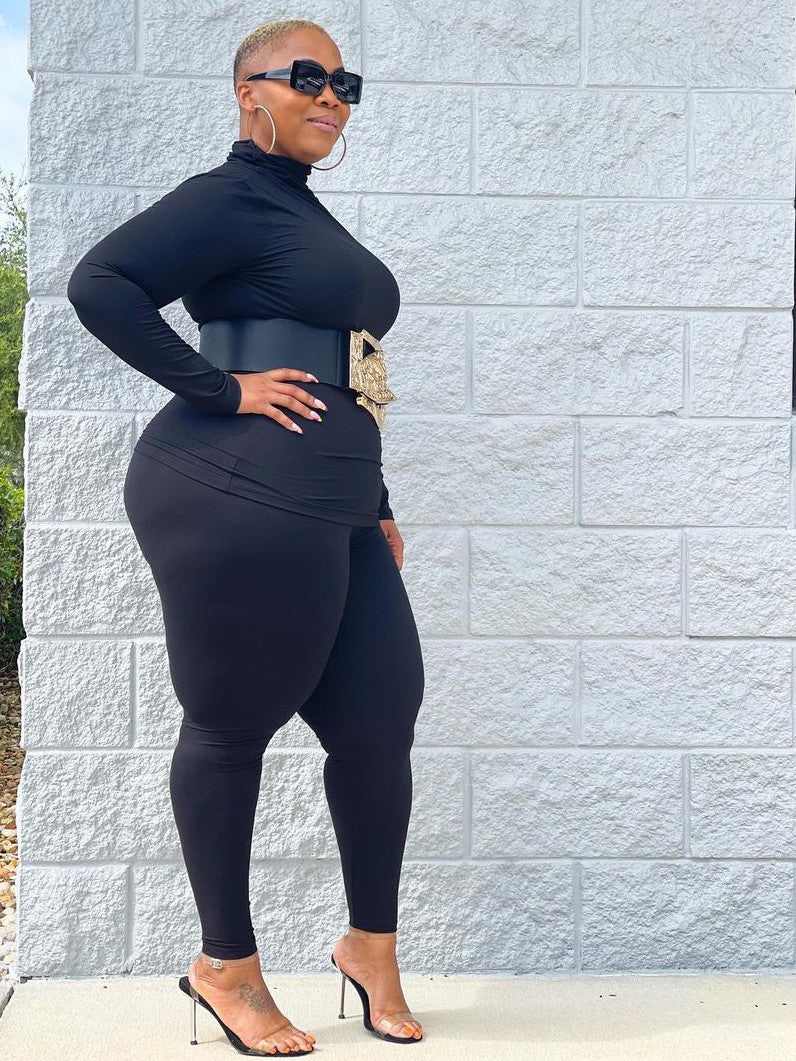 Casual Plus Size Solid Top And Pant Sets