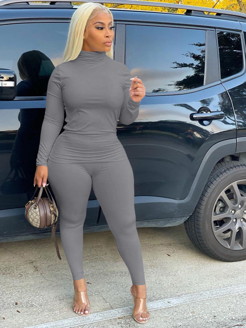 Casual Plus Size Solid Top And Pant Sets