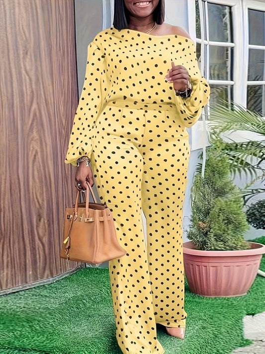 Boat Neck Lantern Sleeve High Rise Plus Trouser Sets