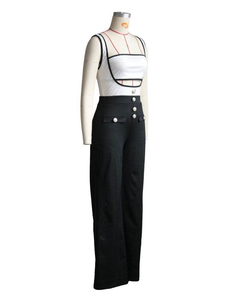 Colorblock Spaghetti Straps Backless Trouser Sets