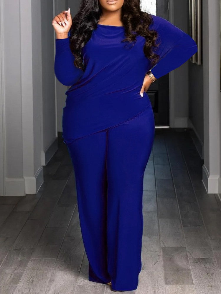 Asymmetrical Hem Loose Pant Sets