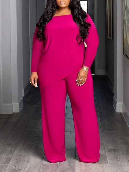 Asymmetrical Hem Loose Pant Sets