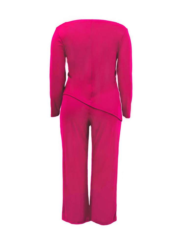 Asymmetrical Hem Loose Pant Sets