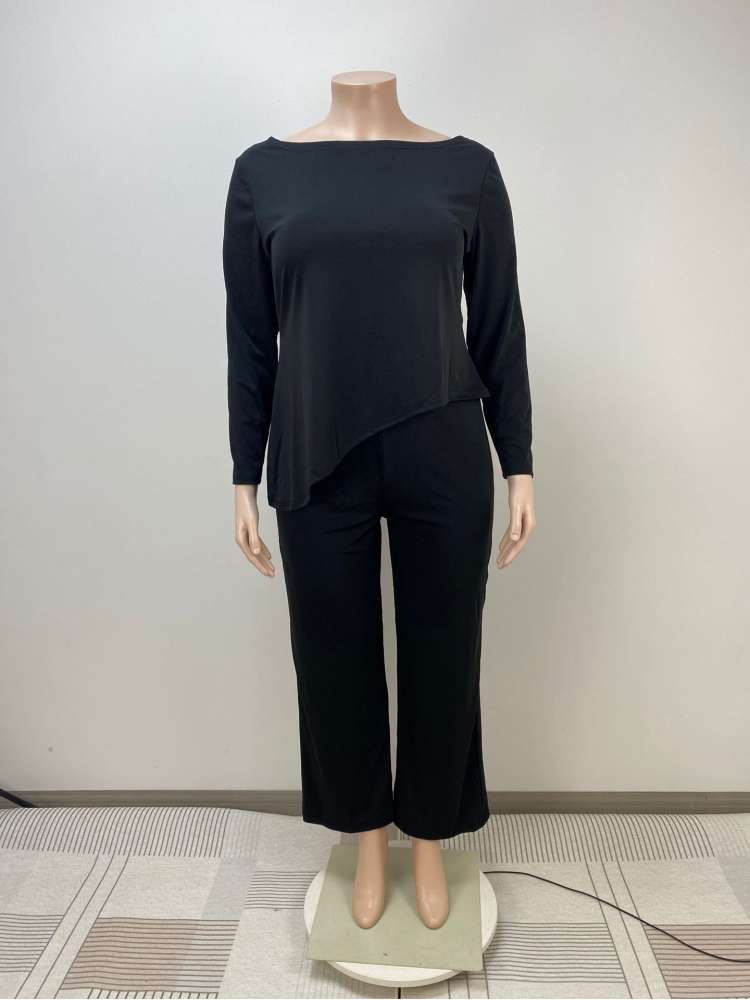 Asymmetrical Hem Loose Pant Sets