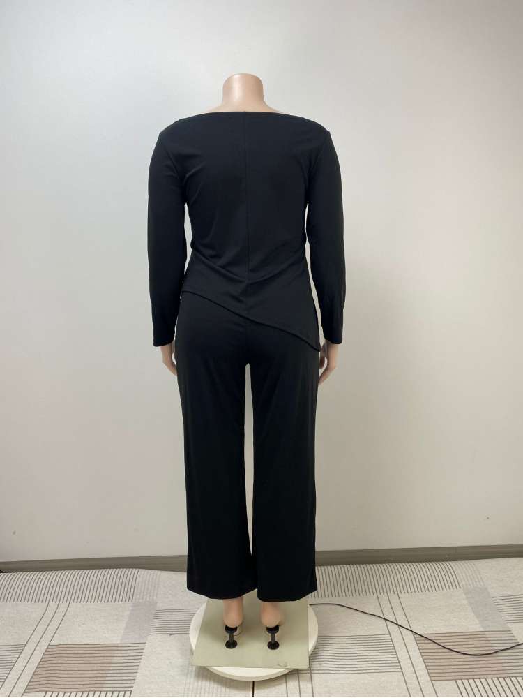Asymmetrical Hem Loose Pant Sets