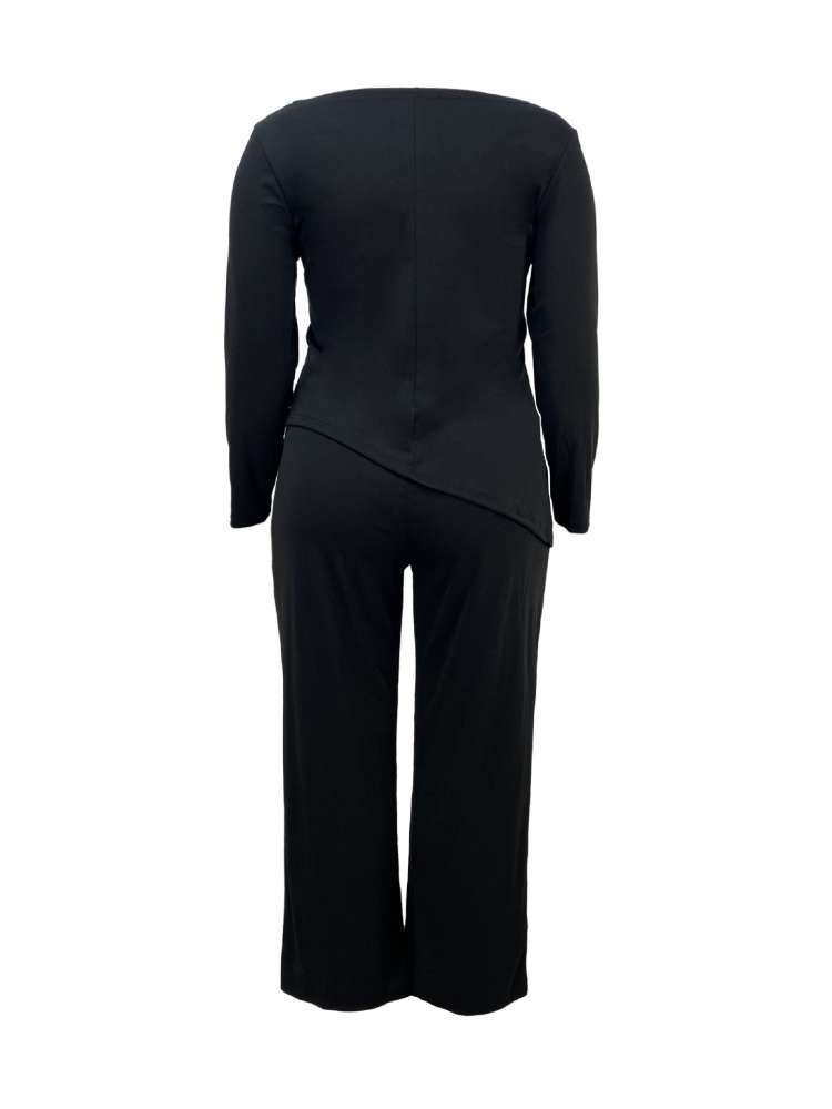 Asymmetrical Hem Loose Pant Sets