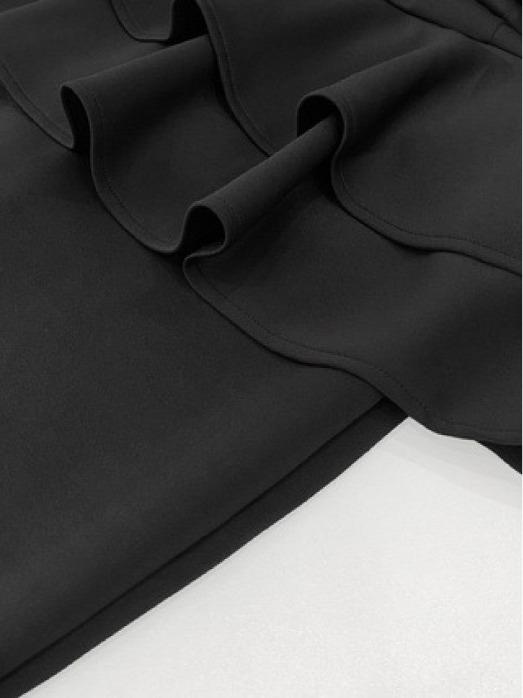 Ruffle V Neck High Rise Short Sleeve Dress