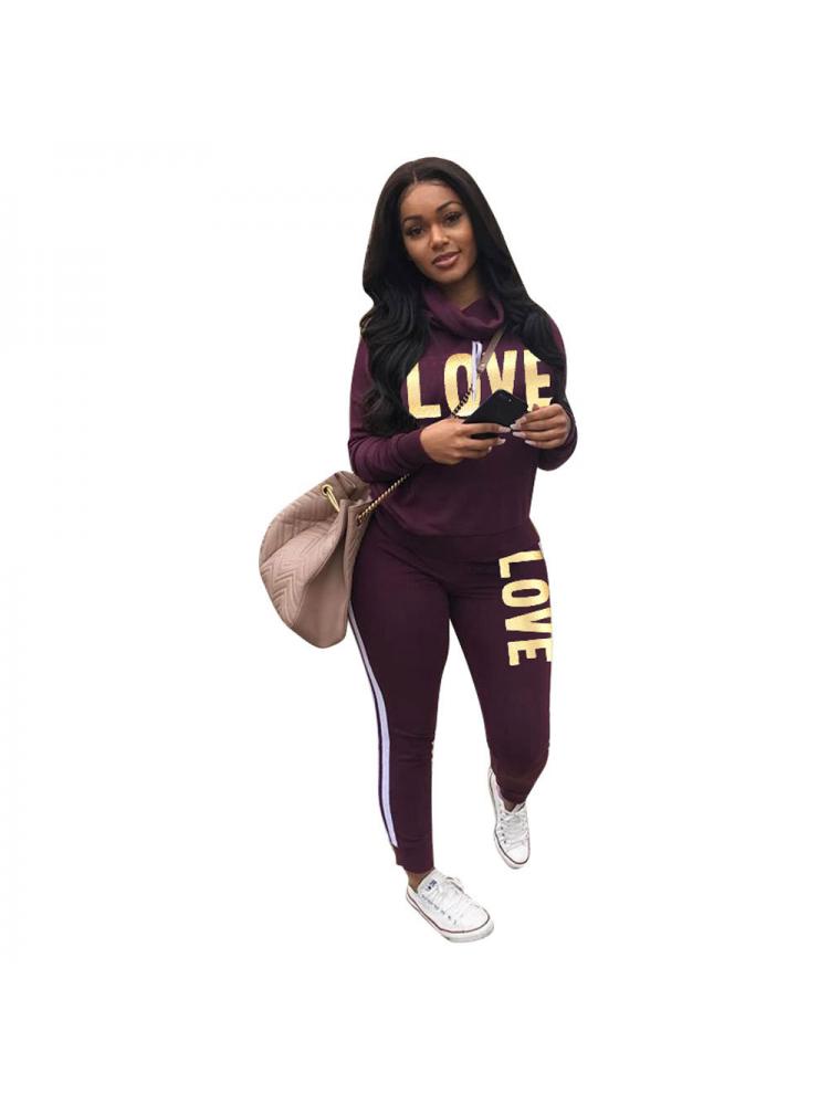 Patchwork Letter Long Sleeve Pant Sets