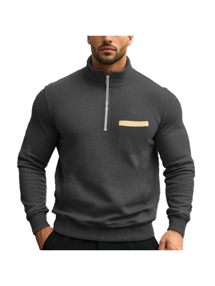 Polar Fleece Stand Collar Zipper Polo Shirt