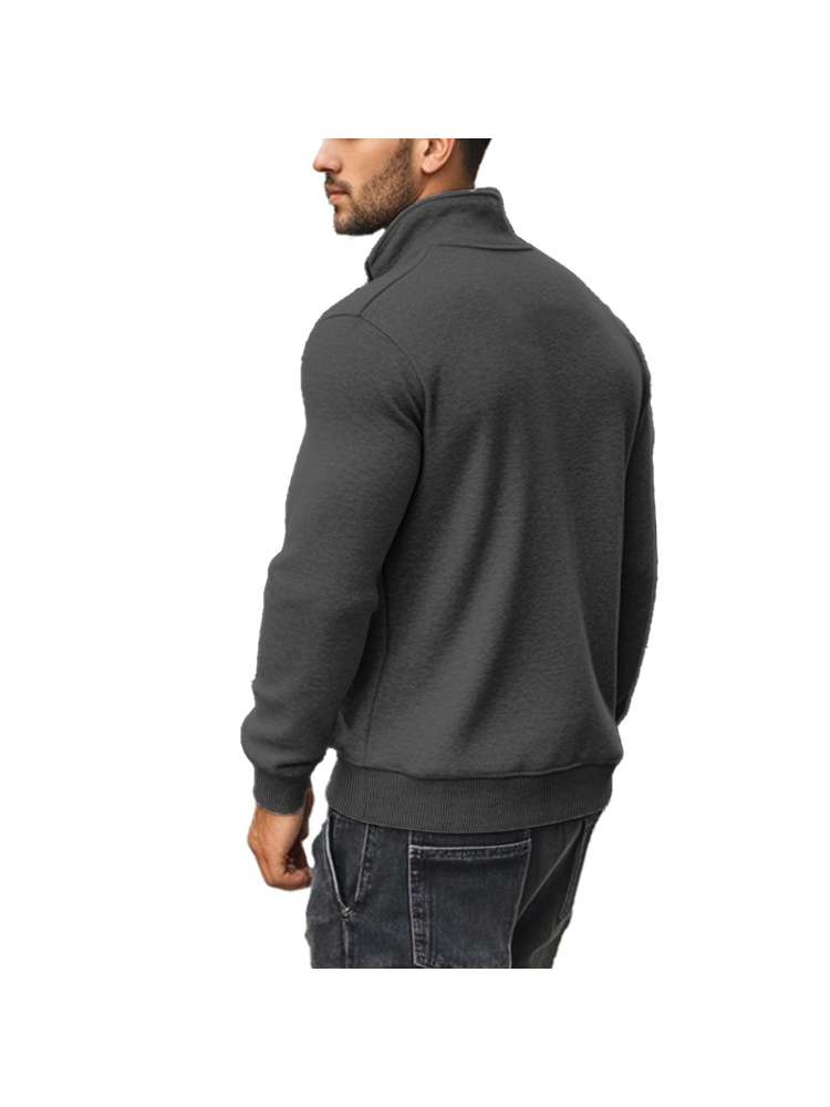 Polar Fleece Stand Collar Zipper Polo Shirt
