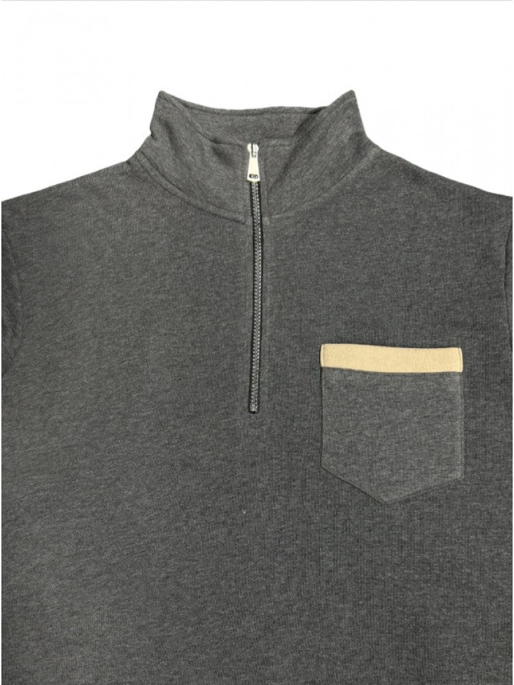 Polar Fleece Stand Collar Zipper Polo Shirt