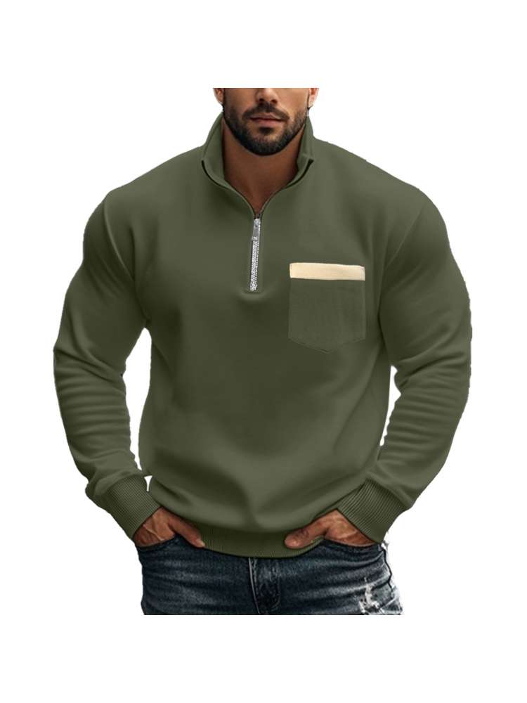 Polar Fleece Stand Collar Zipper Polo Shirt