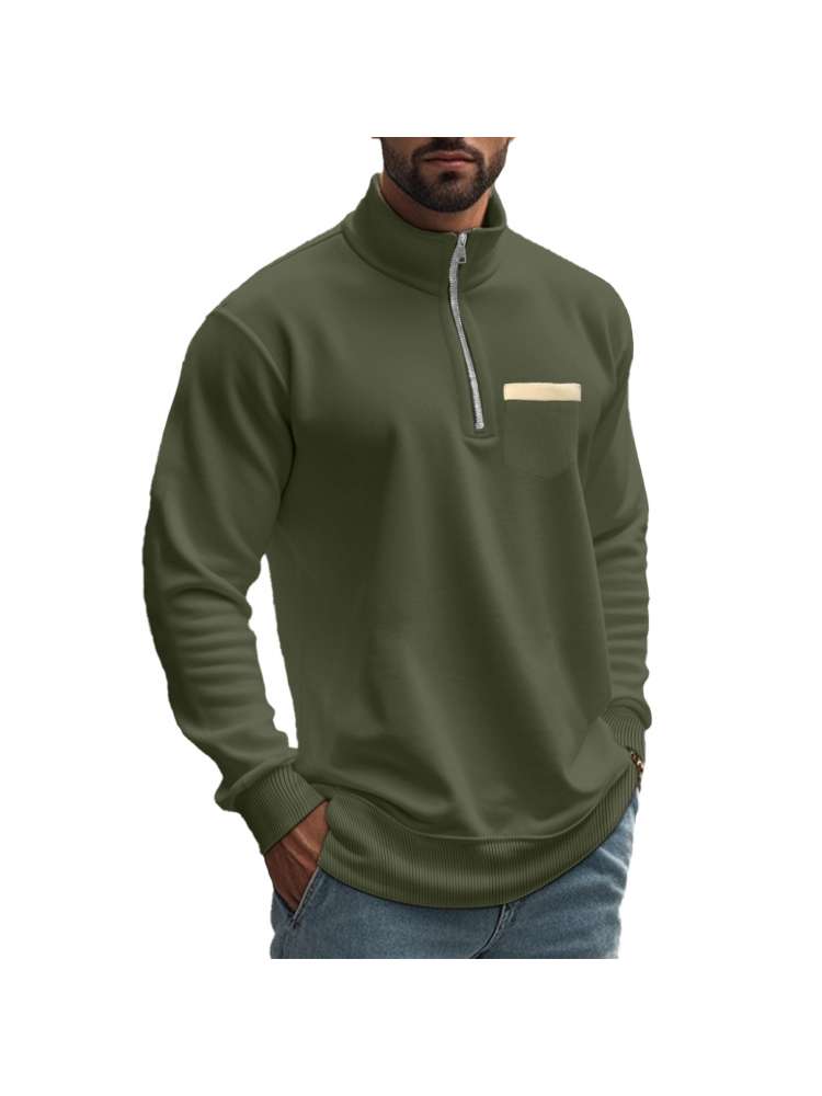 Polar Fleece Stand Collar Zipper Polo Shirt