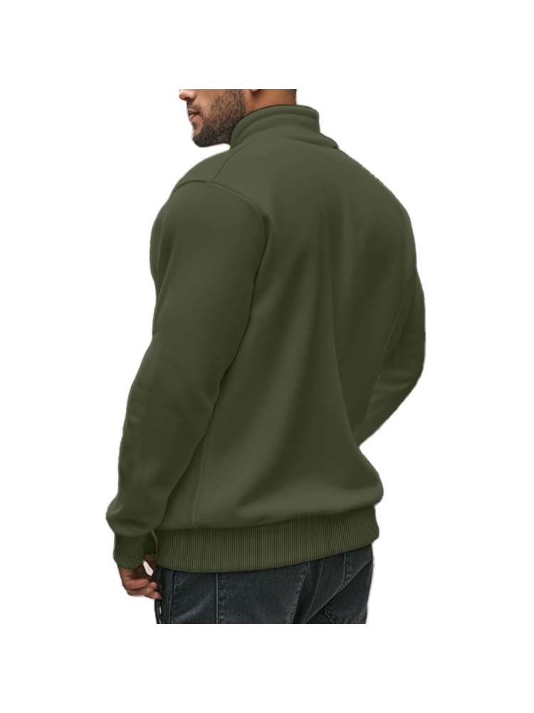 Polar Fleece Stand Collar Zipper Polo Shirt