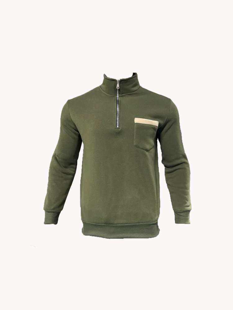 Polar Fleece Stand Collar Zipper Polo Shirt