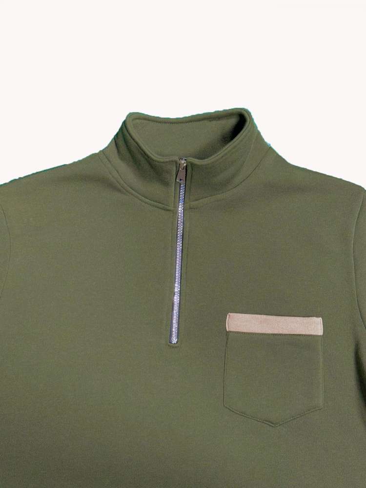 Polar Fleece Stand Collar Zipper Polo Shirt