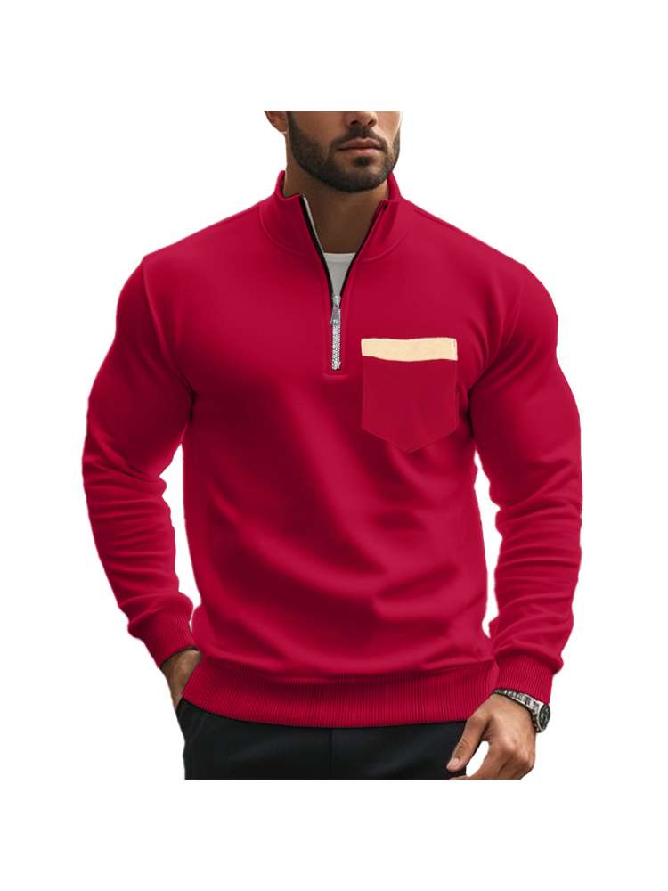 Polar Fleece Stand Collar Zipper Polo Shirt