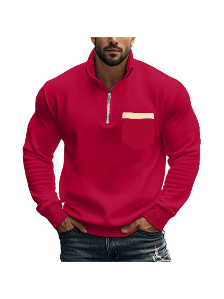 Polar Fleece Stand Collar Zipper Polo Shirt