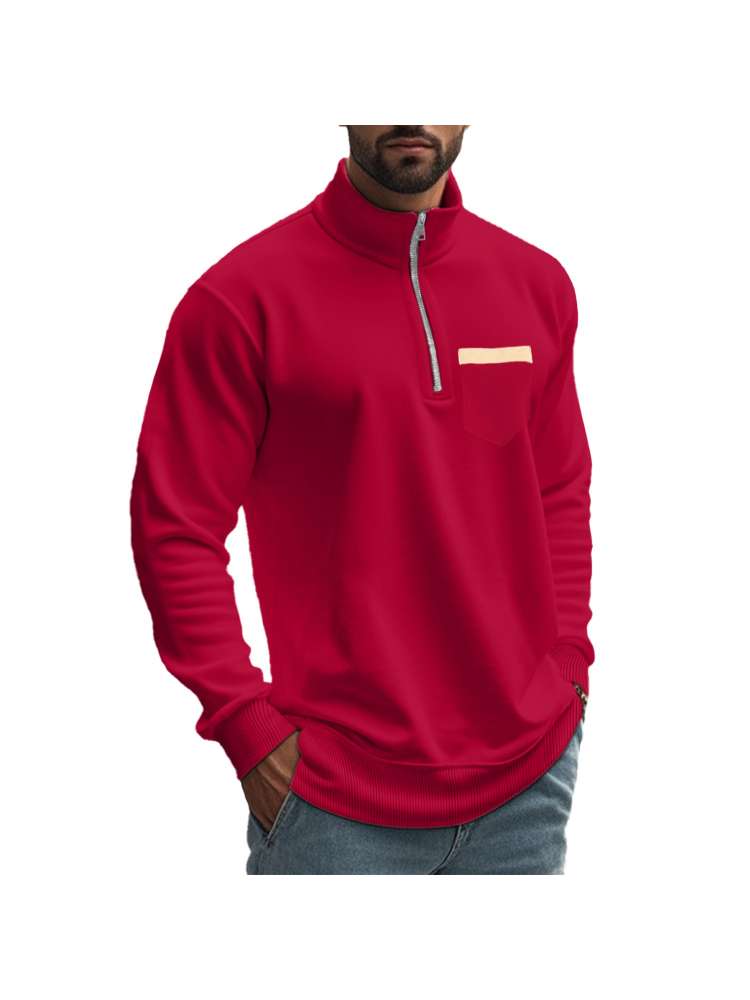 Polar Fleece Stand Collar Zipper Polo Shirt