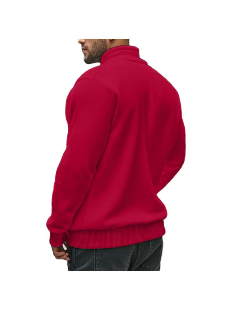 Polar Fleece Stand Collar Zipper Polo Shirt