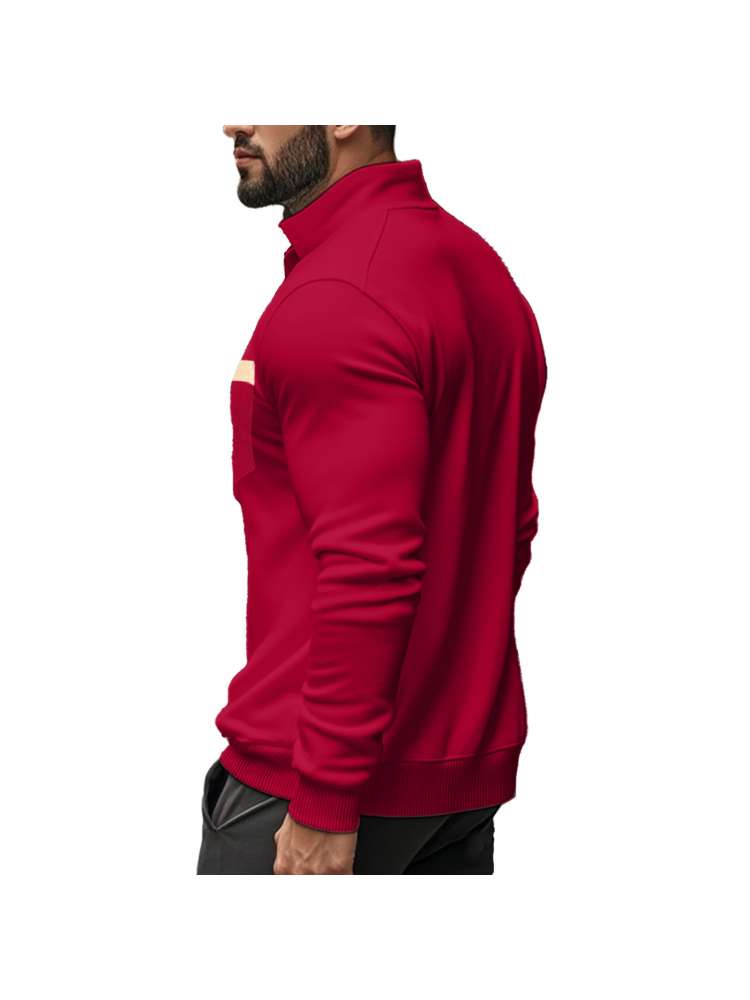 Polar Fleece Stand Collar Zipper Polo Shirt