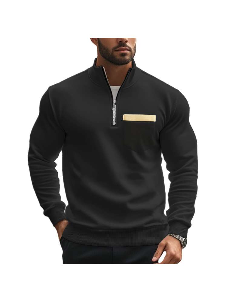 Polar Fleece Stand Collar Zipper Polo Shirt