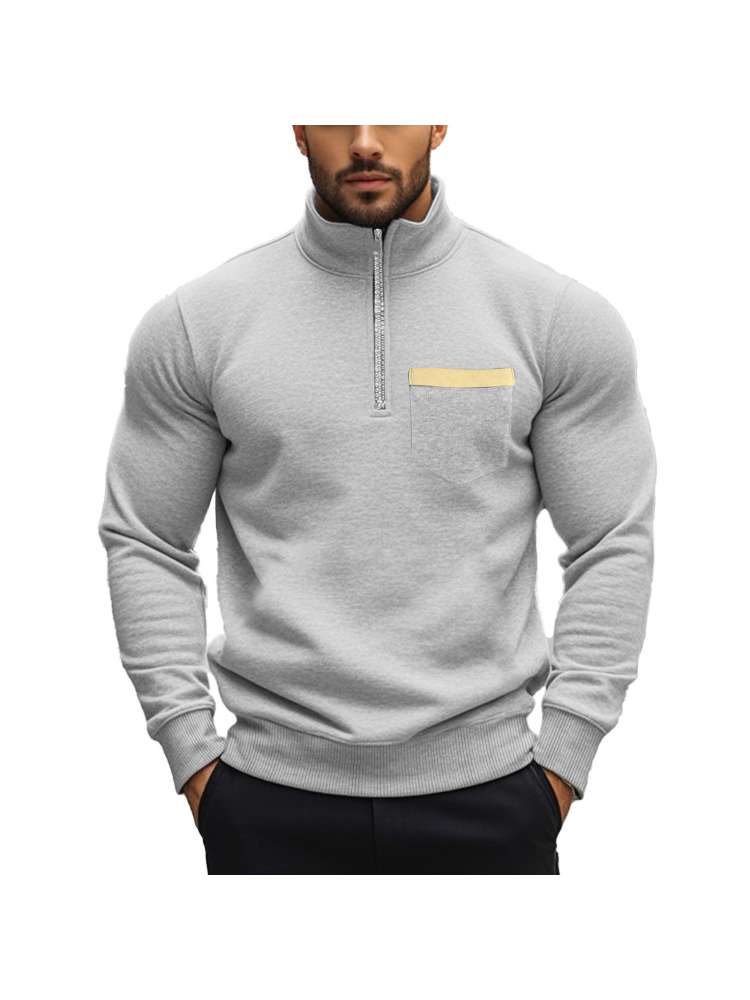 Polar Fleece Stand Collar Zipper Polo Shirt