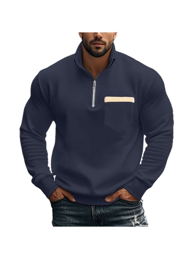 Polar Fleece Stand Collar Zipper Polo Shirt
