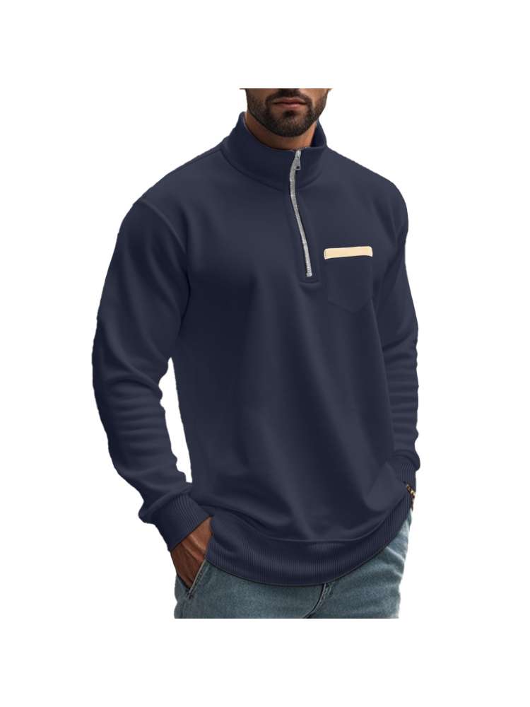 Polar Fleece Stand Collar Zipper Polo Shirt