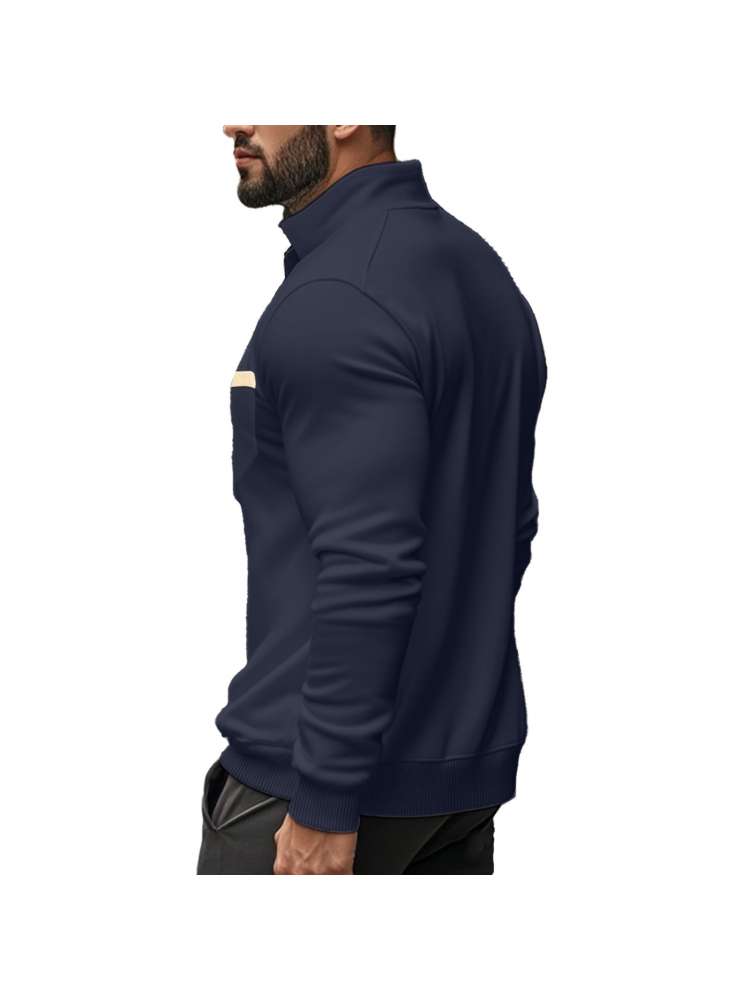 Polar Fleece Stand Collar Zipper Polo Shirt