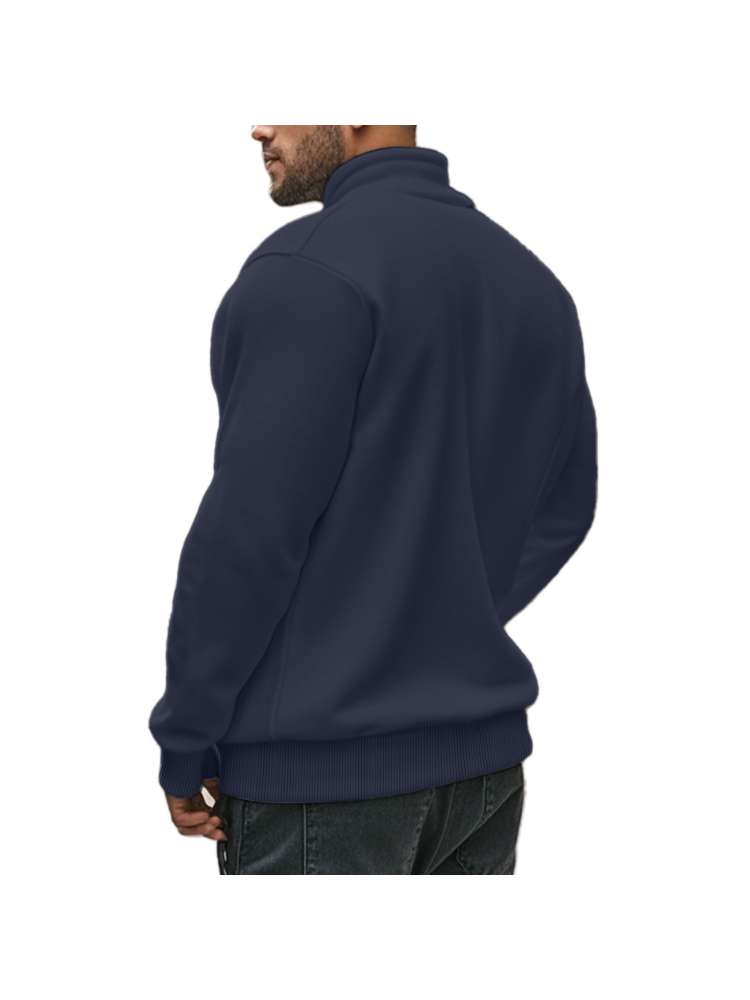 Polar Fleece Stand Collar Zipper Polo Shirt