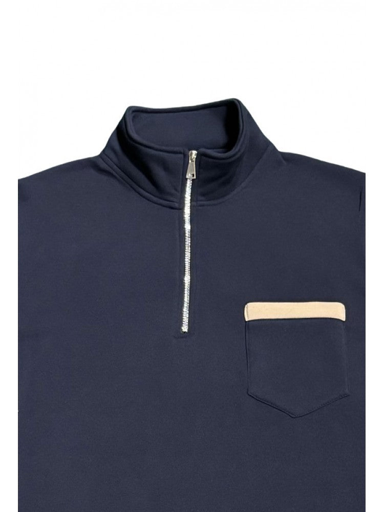 Polar Fleece Stand Collar Zipper Polo Shirt