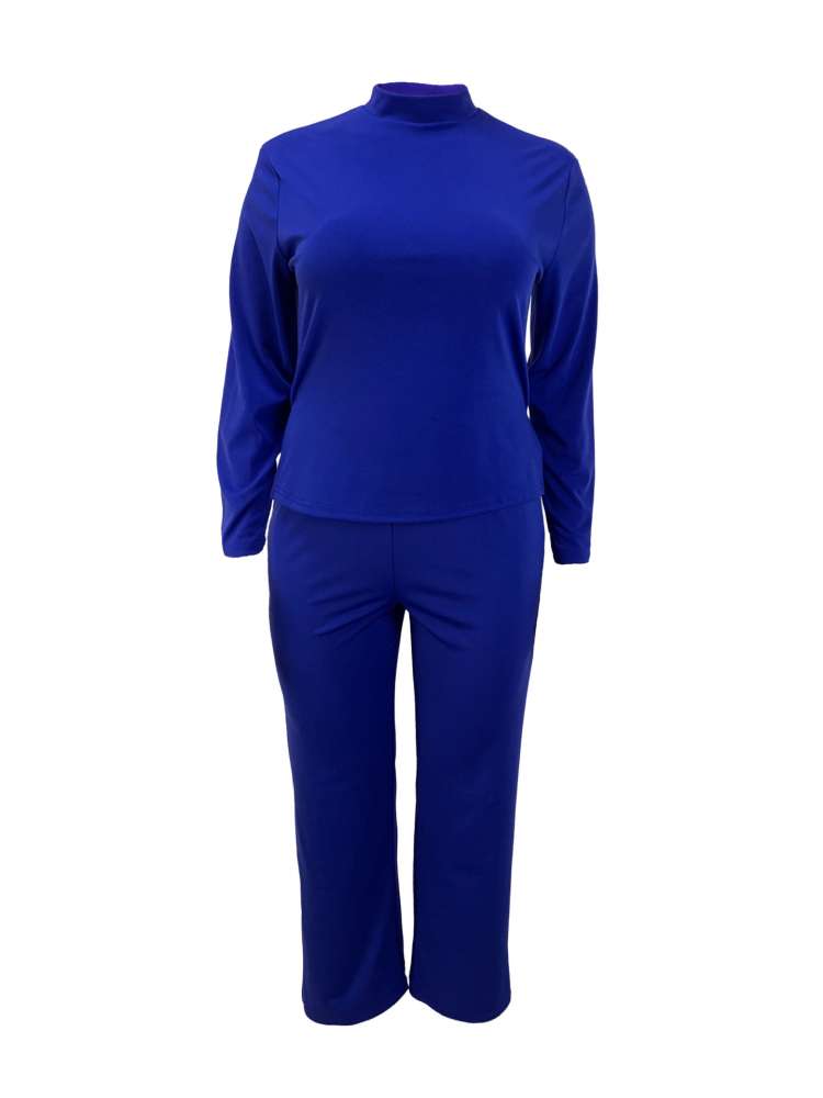Office Lady Plain Color Loose Pant Sets