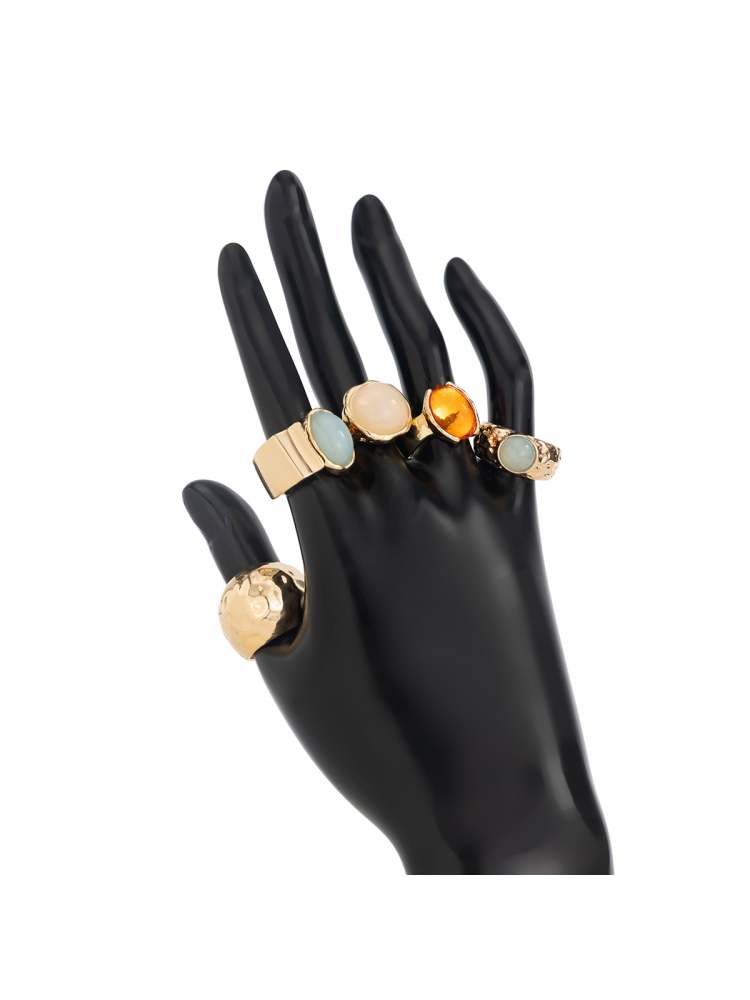 Exquisite Patchwork Acrylic Inlay Electroplating Rings