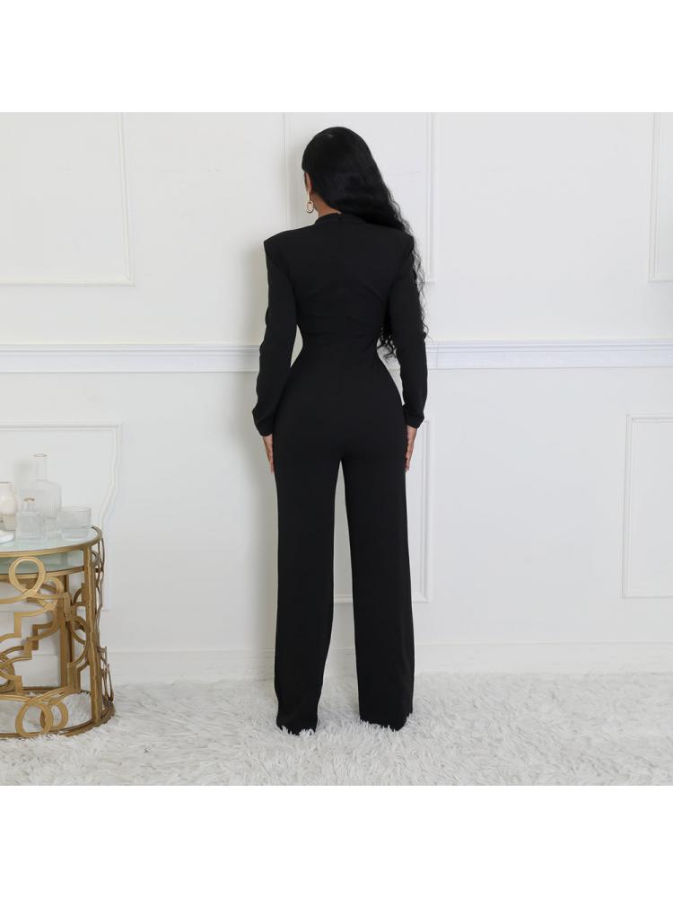 Metal Decor Hollow-out Straight Jumpsuits