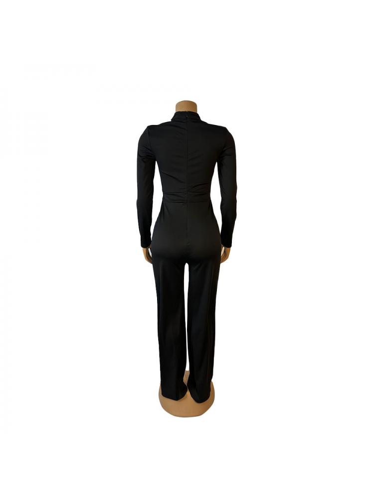 Metal Decor Hollow-out Straight Jumpsuits