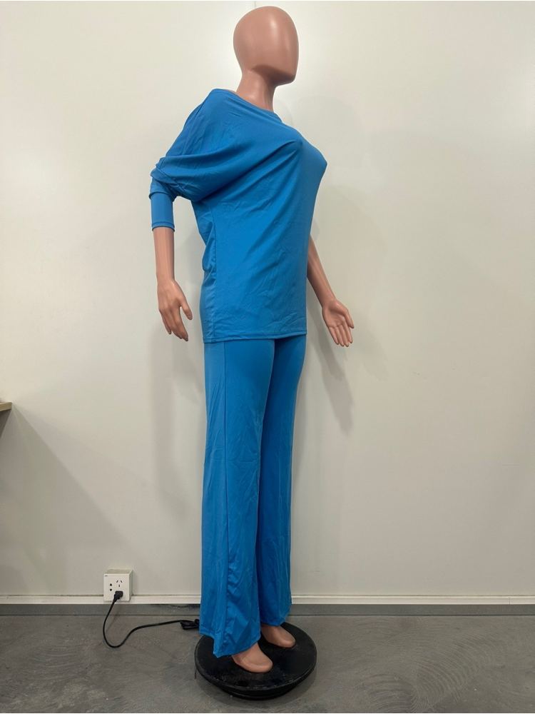 Plain Inclined Shoulder Loose Pant Sets