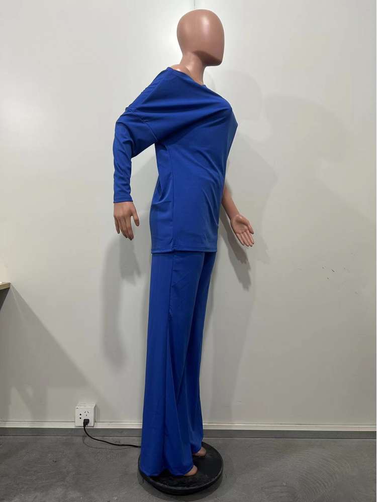 Plain Inclined Shoulder Loose Pant Sets