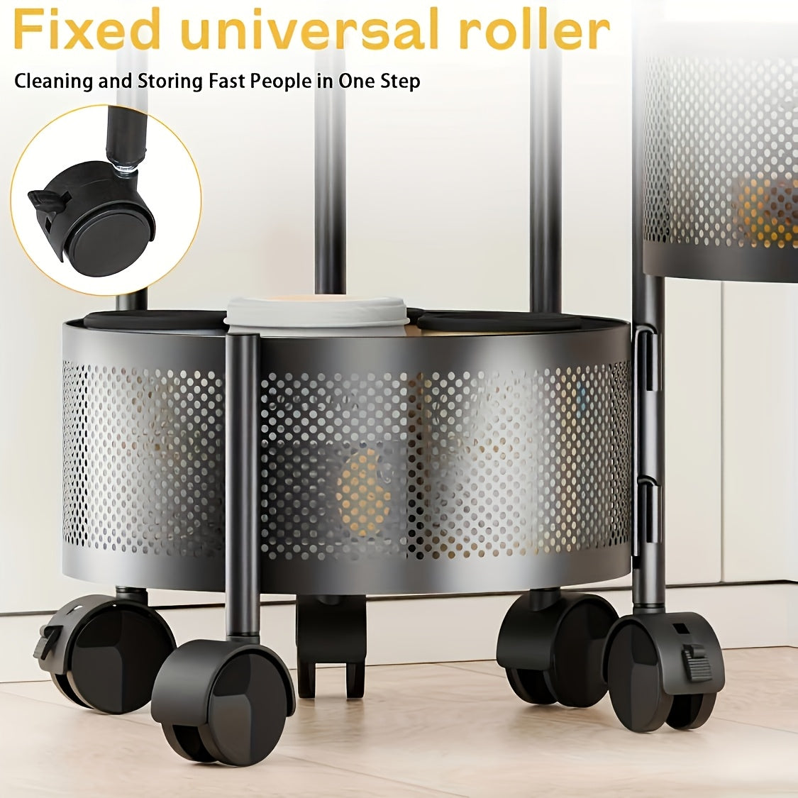Versatile Space-Saving Multi-Layer Rotating Storage Rack - Stainless Steel, Floor Standing for Fruits & Vegetables, Ideal for Kitchen Organization