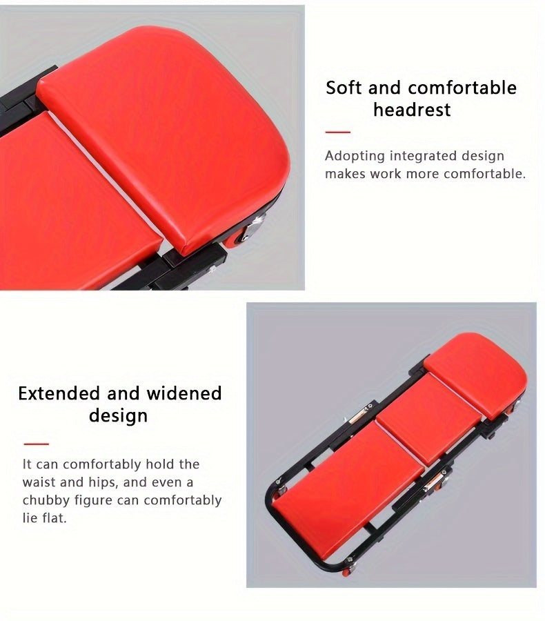 2-in-1 Crawler, 36-inch (about 35.98inch) Z-shaped Crawler Seat, 300 pounds (about 149.7kg) capacity garage chair adjustable rolling folding car crawler with 6 2.5-inch (about 2.52inch) wheels