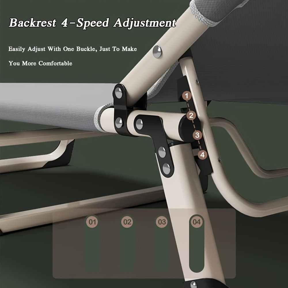 Restaurant Seating, Heavy-duty 6-foot Foldable Single Lunch Bed, 4-level Head Height Adjustment For Comfortable Lunch Break, Very Suitable For Indoor And Outdoor, Camping And Hiking, And Hospital Accompanying