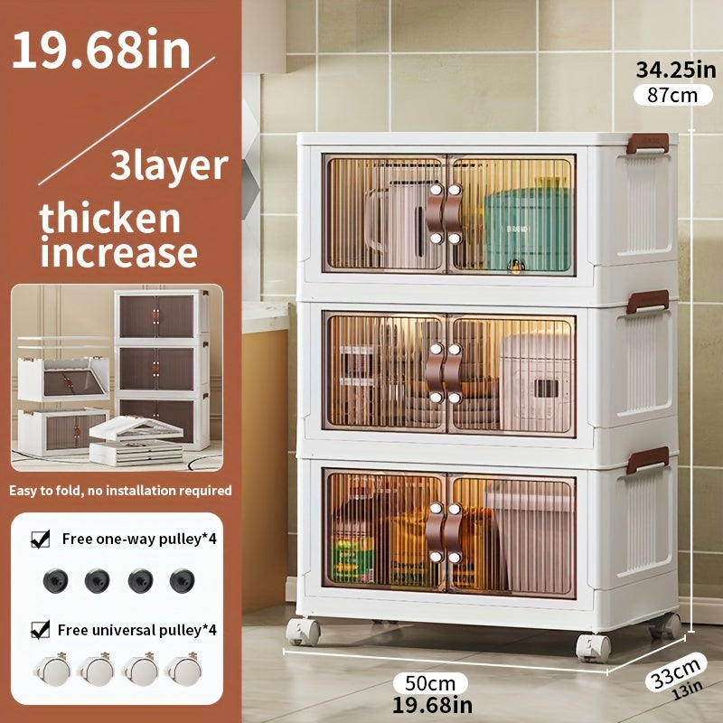 Foldable Storage Box 5 Layers, Large Double Opening Storage Box, Large Storage Box with Lid And Wheels, Can Store Clothes, Snacks, Toys And Books, Home Office Outdoor Foldable Container