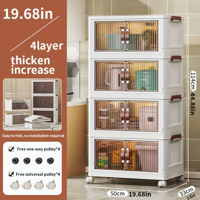 Foldable Storage Box 5 Layers, Large Double Opening Storage Box, Large Storage Box with Lid And Wheels, Can Store Clothes, Snacks, Toys And Books, Home Office Outdoor Foldable Container