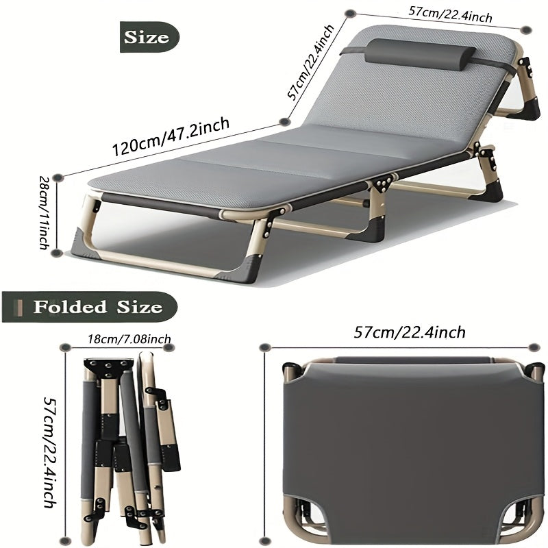Restaurant Seating, Heavy-duty 6-foot Foldable Single Lunch Bed, 4-level Head Height Adjustment For Comfortable Lunch Break, Very Suitable For Indoor And Outdoor, Camping And Hiking, And Hospital Accompanying